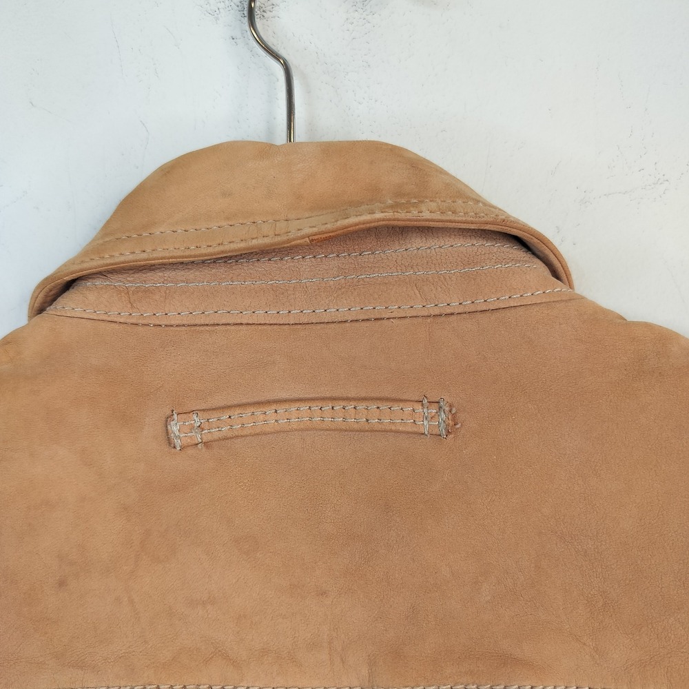 Banana Republic Leather Jacket Womens XS Butterscotch Y2K 2000s Button Up - Picture 11 of 15
